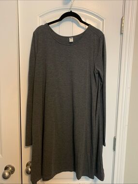Old Navy Heather Charcoal Crewneck “long sleeve a line flowing dress - large